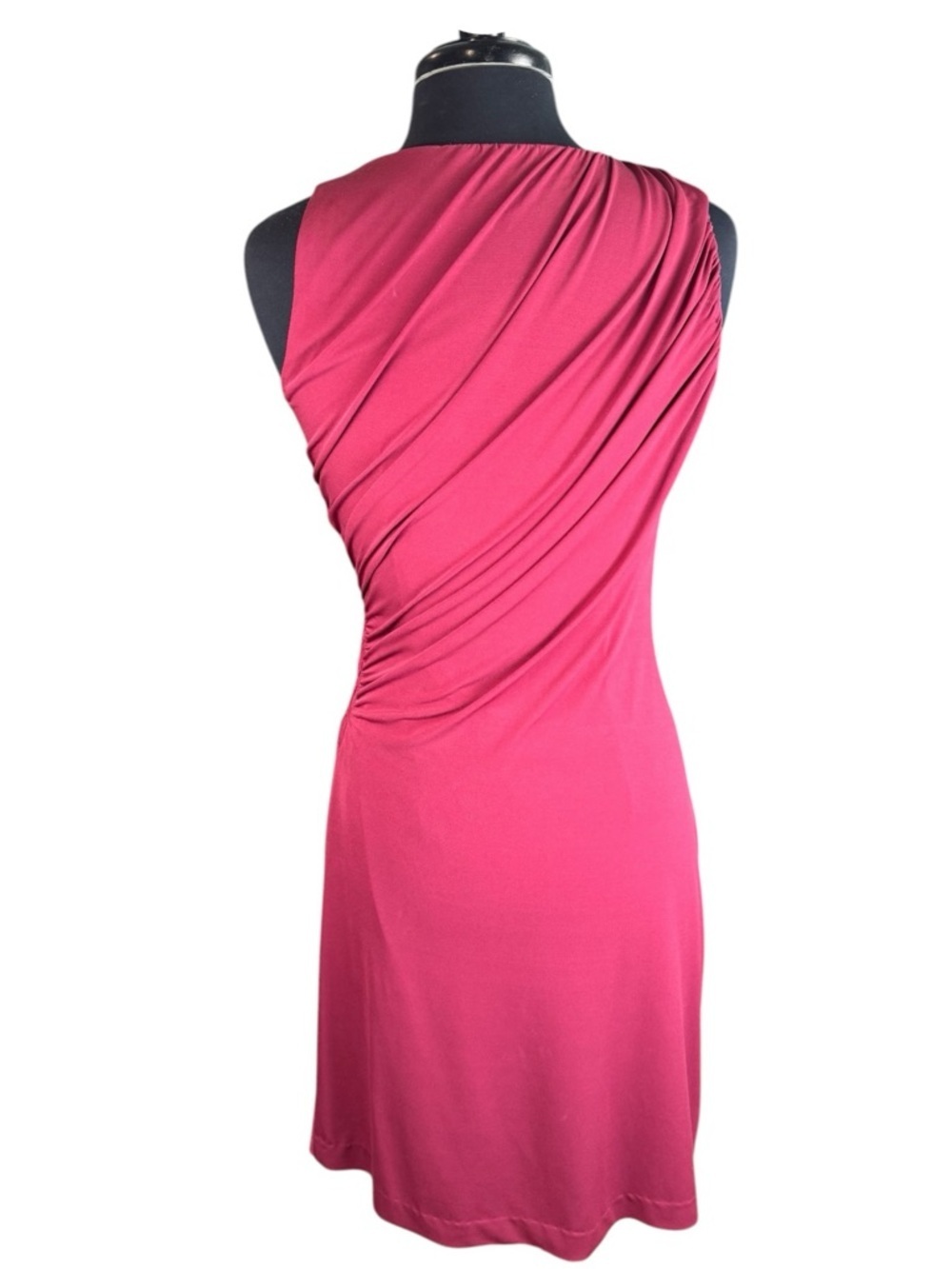 Boston Proper Burgundy Ruched Sleeveless Dress Size 10 - Picture 4 of 6